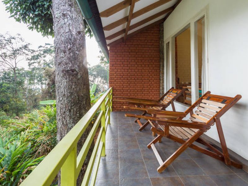 porch of the plantation stay in munnar