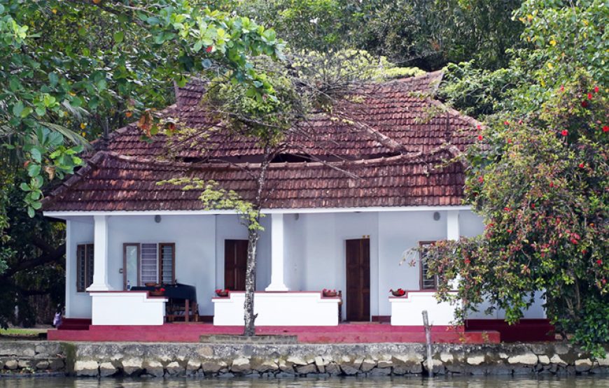 A beautiful stone roof house from backwater stay in alleppey