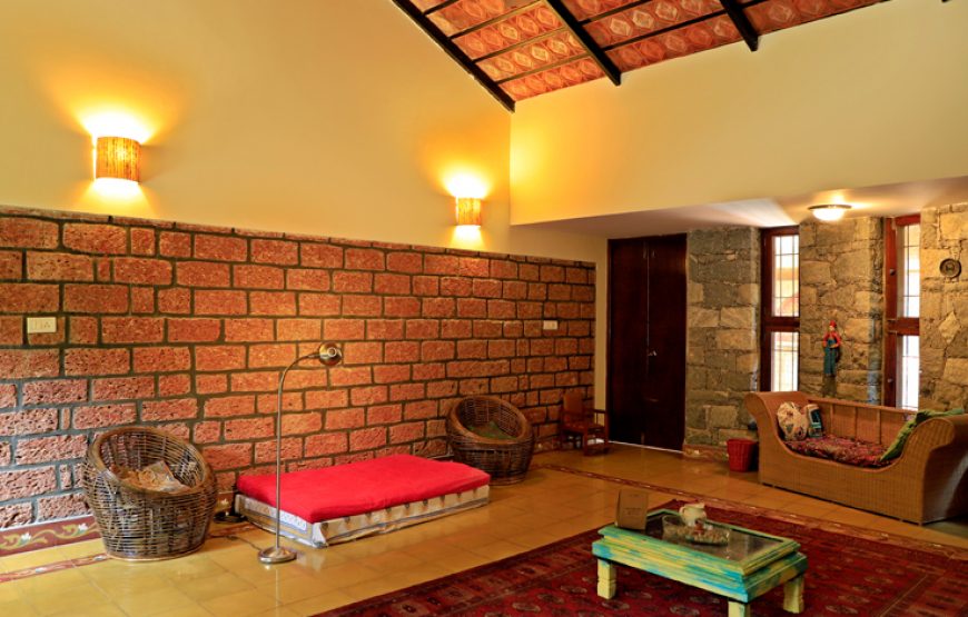 Spacious living room with all amenities in courtyard Bangalore